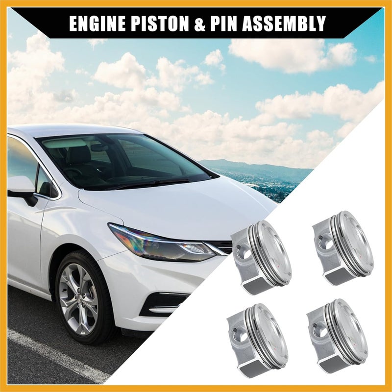 Partuto No.25198520 / Inner/Engine Piston and Pin and Snap Ring for Chevy Cruze 1.4L L4 2011-2016 / Piston Rings Kit/Metal / 1 Set/Silver Tone Replacement - Image 3